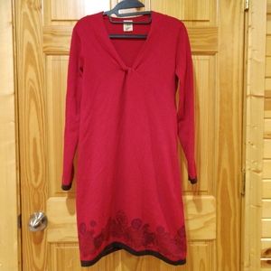 Title Nine small sweater dress red twist in front